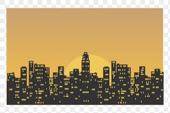 Sunset cityscape silhouette png sticker | Free PNG - rawpixel