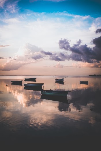 Sunset in Mauritius whilst the tide rolls in.