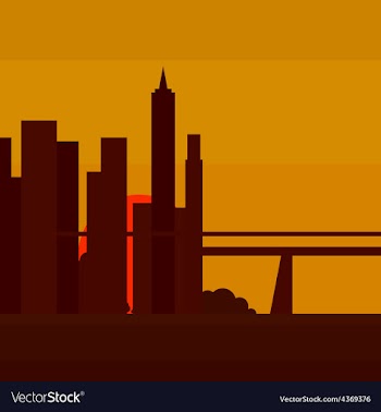  					Sunset in New York into a flat vector image														