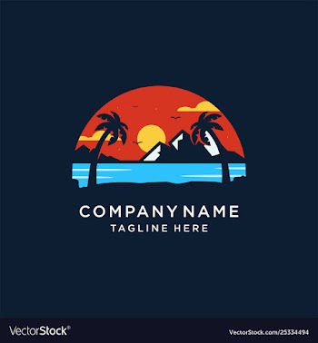 Sunset island logo design vector image
