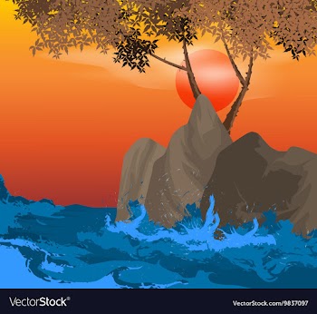 Sunset on the beach vector image