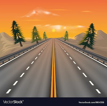 Sunset on the road vector image