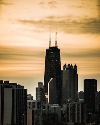 Sunset over City Buildings