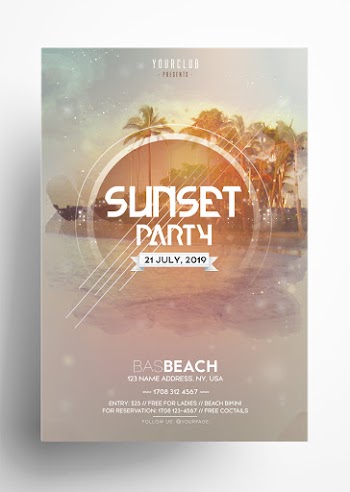 Sunset Party – DJ Free PSD Flyer Template