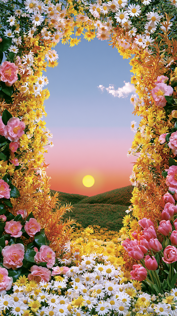 Sunset Through a Floral Frame