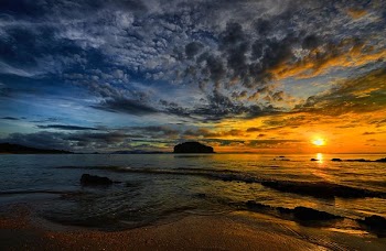 sunset under beach