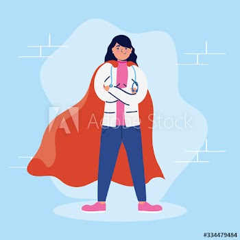 super female doctor with hero cloak vs covid19
