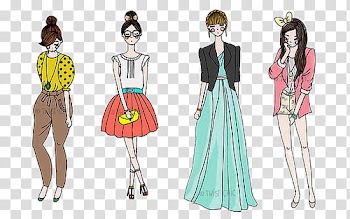 Super  , four women animated transparent background PNG clipart