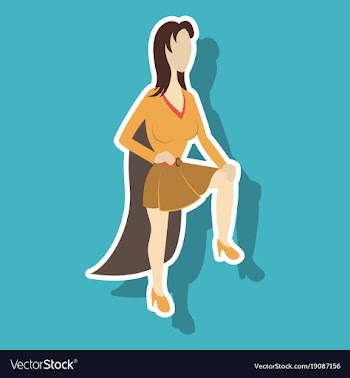 Super hero woman sticker poster in comic style vector image