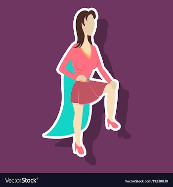 Super hero woman sticker poster in comic style vector image