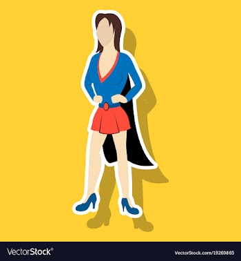 Super hero woman sticker poster in comic style vector image