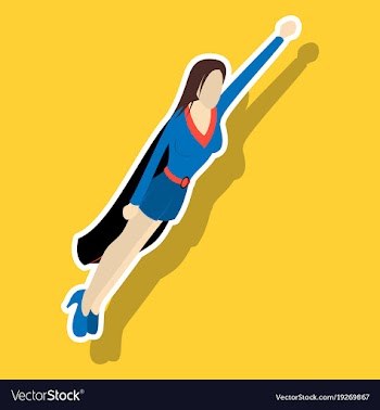Super hero woman sticker poster in comic style vector image