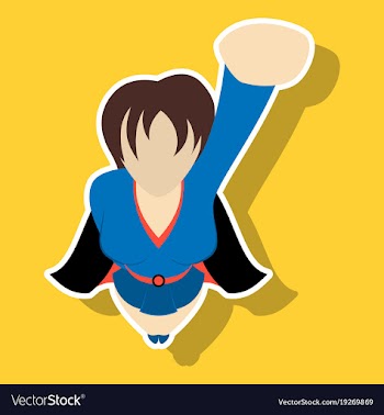 Super hero woman sticker poster in comic style vector image