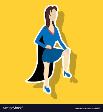 Super hero woman sticker poster in comic style vector image