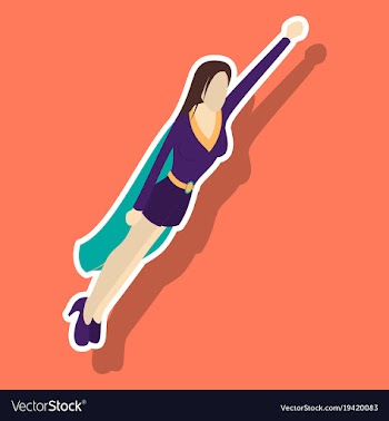 Super hero woman sticker poster in comic style vector image