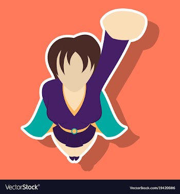 Super hero woman sticker poster in comic style vector image