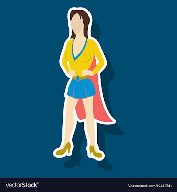 Super hero woman sticker poster in comic style vector image