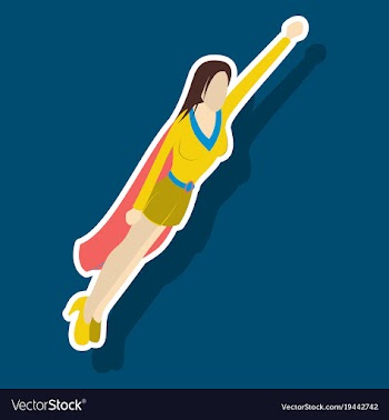 Super hero woman sticker poster in comic style vector image