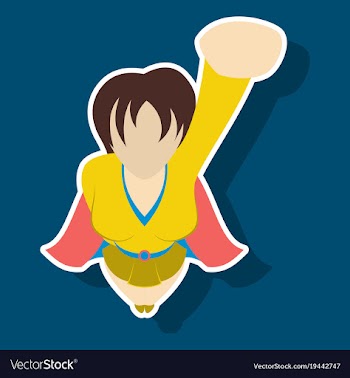 Super hero woman sticker poster in comic style vector image