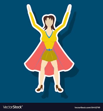 Super hero woman sticker poster in comic style vector image