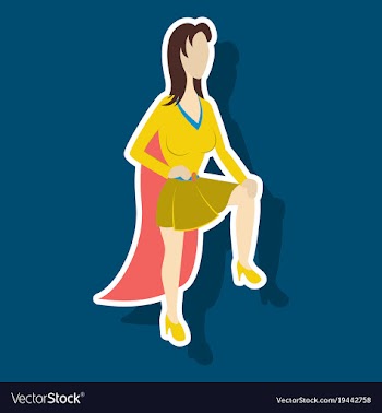 Super hero woman sticker poster in comic style vector image