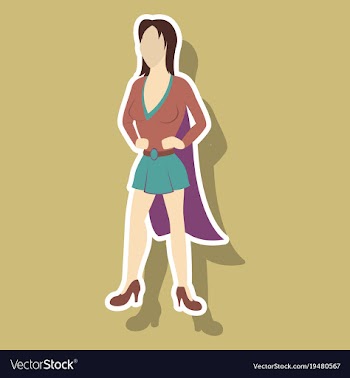 Super hero woman sticker poster in comic style vector image