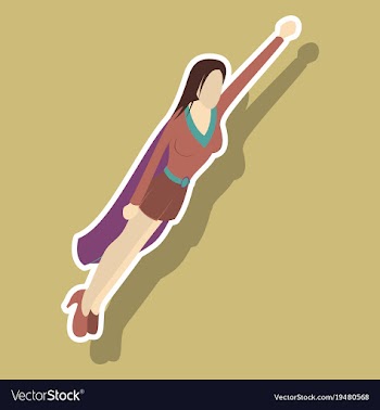 Super hero woman sticker poster in comic style vector image