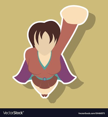 Super hero woman sticker poster in comic style vector image