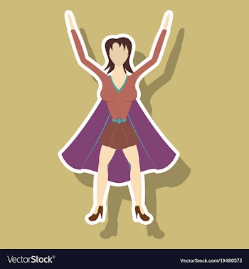 Super hero woman sticker poster in comic style vector image