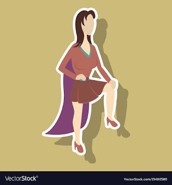 Super hero woman sticker poster in comic style vector image