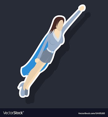 Super hero woman sticker poster in comic style vector image