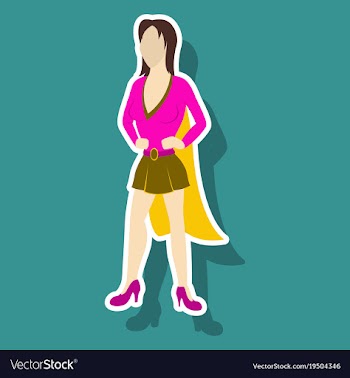 Super hero woman sticker poster in comic style vector image