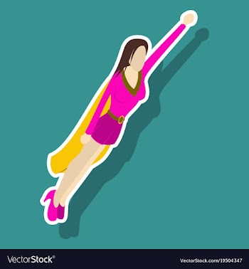 Super hero woman sticker poster in comic style vector image