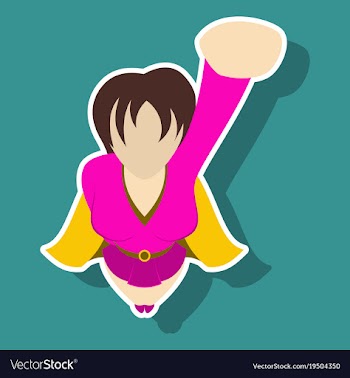 Super hero woman sticker poster in comic style vector image