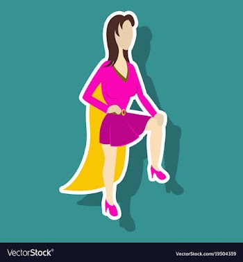 Super hero woman sticker poster in comic style vector image