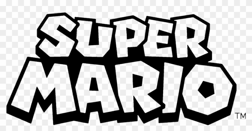 Super Mario Nintendo 1980s Video Game, Stencil By Garappas - Super Mario Logo Black And White