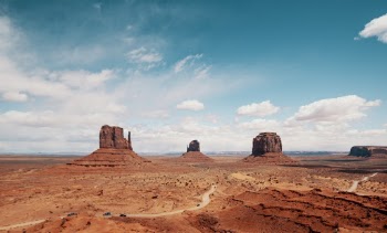 Super wide angle shot of Monument Valley.