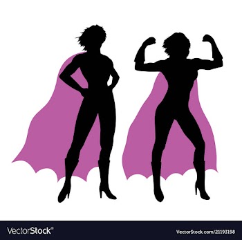  					Super woman silhouettes vector image														