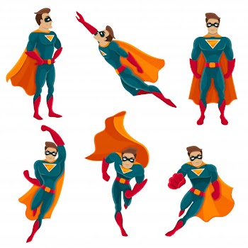 Superhero actions icon set Free Vector