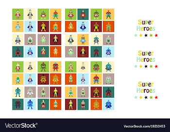 Superhero actions icon set in cartoon colored vector image