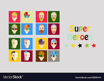Superhero actions icon set in cartoon colored vector image