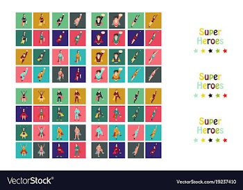 Superhero actions icon set in cartoon colored vector image