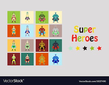 Superhero actions icon set in cartoon colored vector image