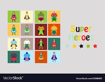 Superhero actions icon set in cartoon colored vector image