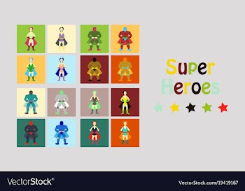Superhero actions icon set in cartoon colored vector image