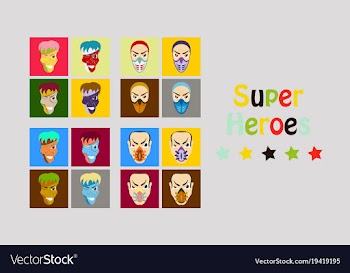 Superhero actions icon set in cartoon colored vector image