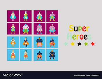 Superhero actions icon set in cartoon colored vector image