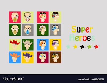 Superhero actions icon set in cartoon colored vector image