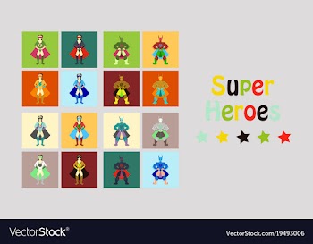 Superhero actions icon set in cartoon colored vector image