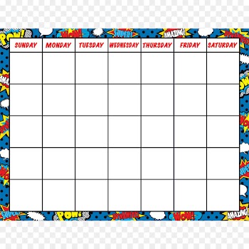 Superhero Calendar Comic book Month - border decoration chart 